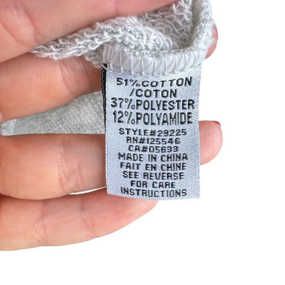 Habitat Light Gray Terry Silver Sparkle Button Raw Edge Cardigan Sweater Top - Picture 11 of 12